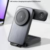 HT-545 Foldable Magnetic Wireless Charger with Night Light 3 In 1 15W Fast Charging Station for Phone/Earbuds/Watch