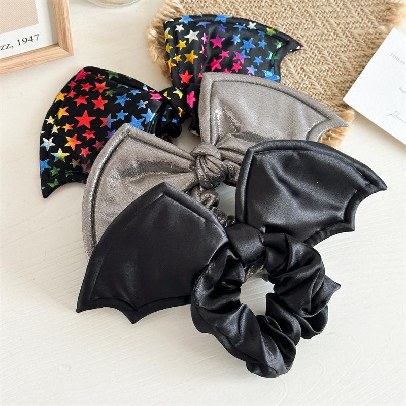 Bat Wing Hair Accessories For Women Girls Festival Party Hair Band Hippie Style Black Gothic Scrunchies Halloween Cosplay