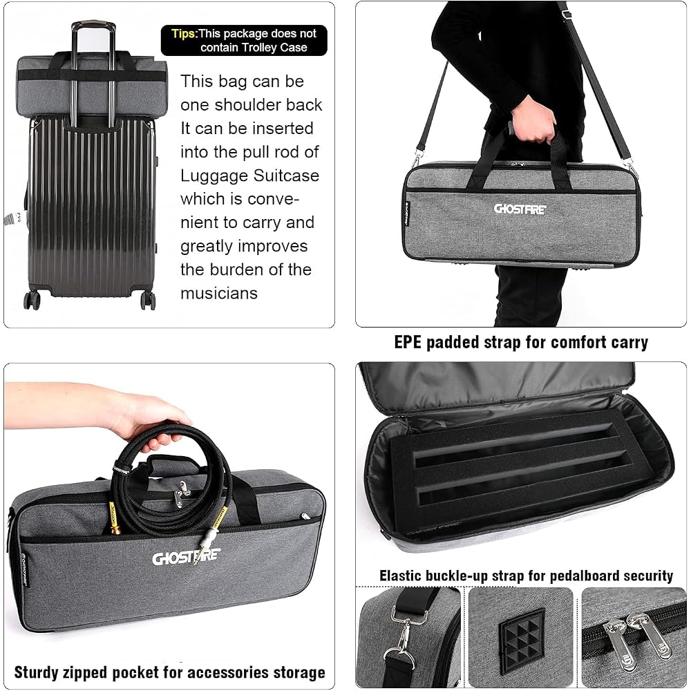 GHOSTFIRE Ultralight Guitar Effect Board Pedal Board with Aluminum Alloy Velcro Carrying Bag V Se...