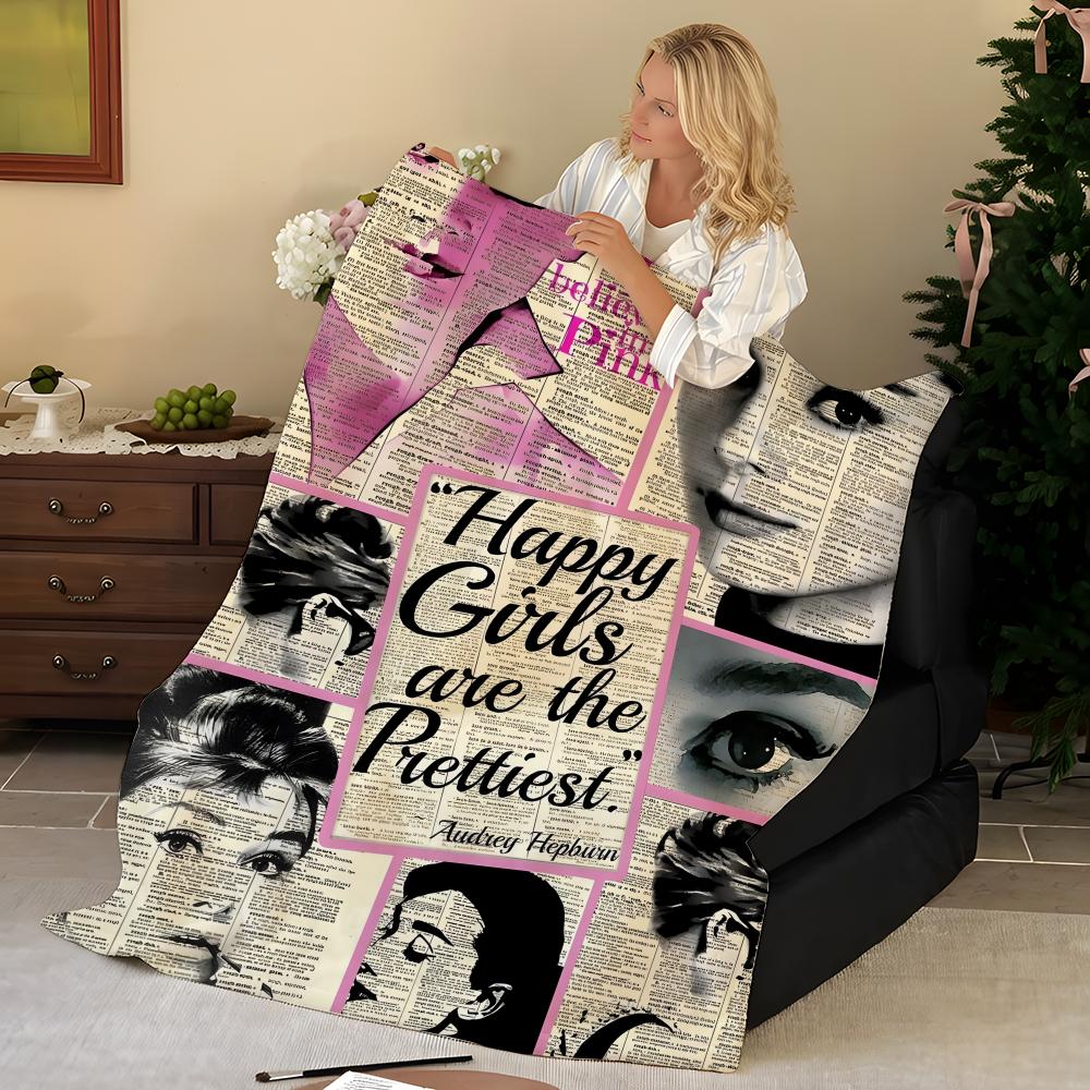 Superstar A-Audrey H-Hepburn Throw Flannel Blanket, Soft Warm, Durable & Washable Cute Cool
