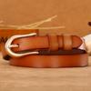 Light Gold Button Head, Women'S Thin Belt, Women'S Casual Cowhide Belt, Belt.