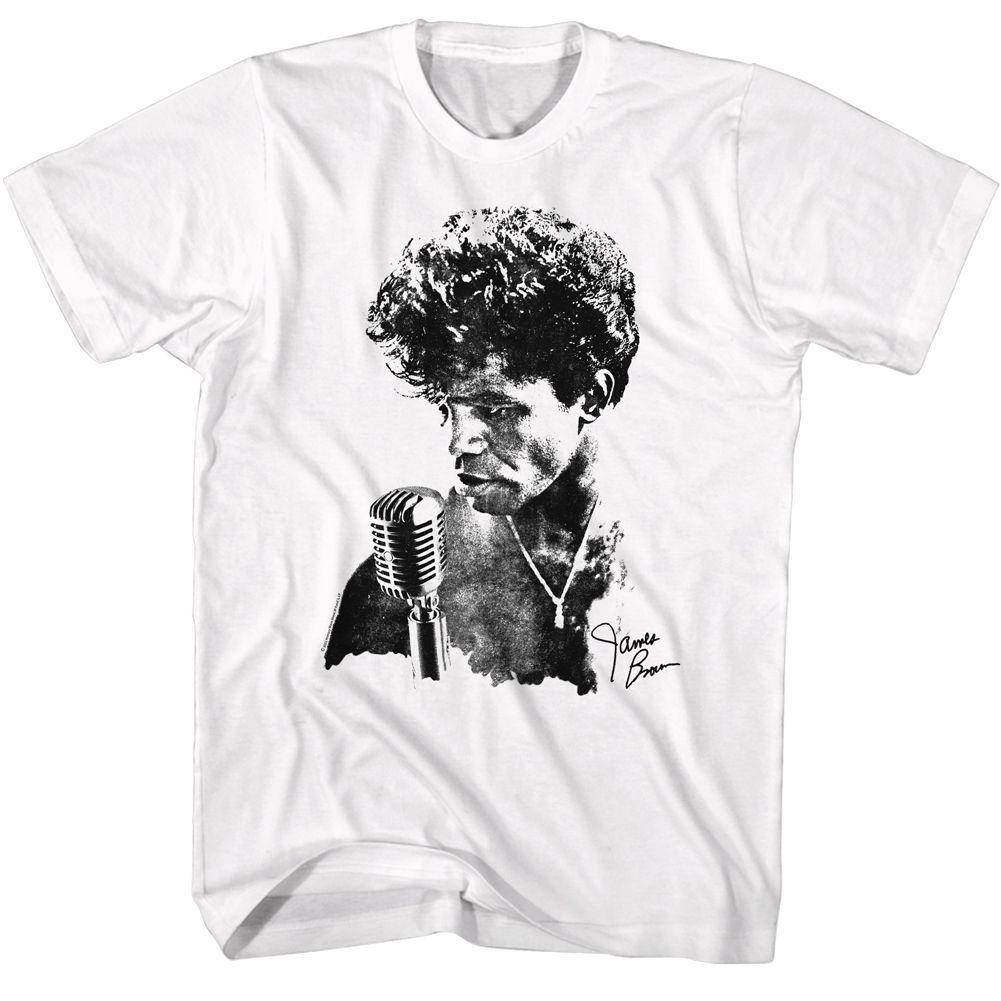 James Brown Microphone White T-Shirt Mens Womens Tees Top XL