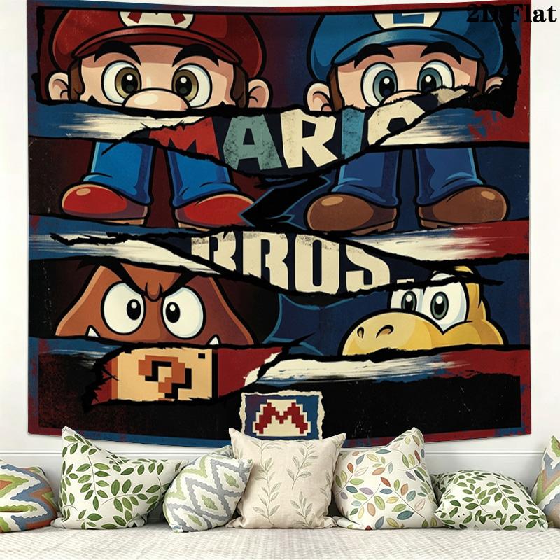 Super Mario Wall Tapestry Aesthetic Wall Hanging Printed Fabric Blanket Decorative Tapestries For Bedroom Living Room Home Decor