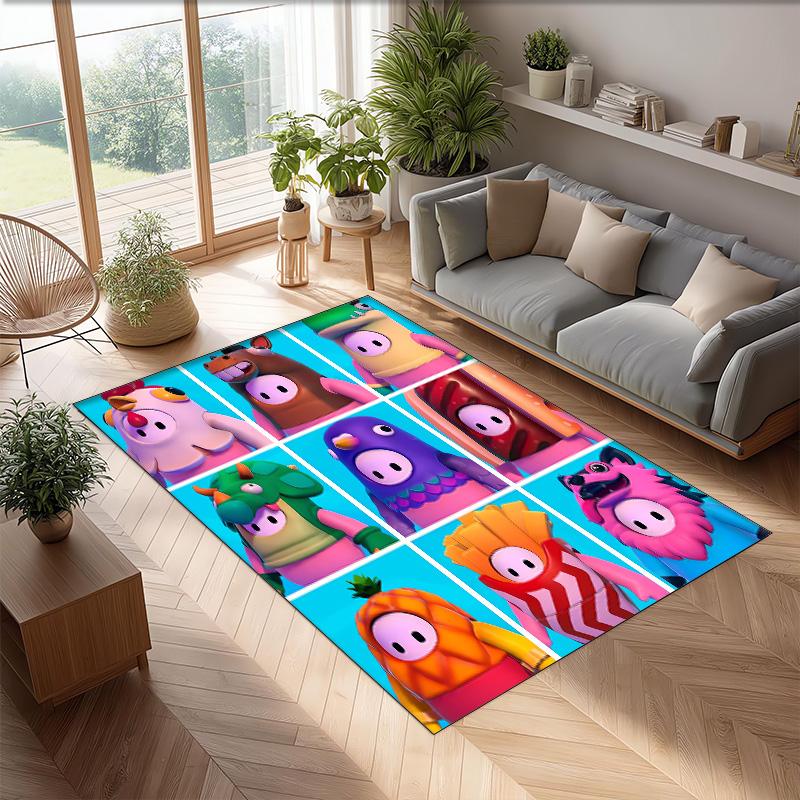 Fall Guys Crystal Velvet Rug, Soft Anti‑Slip Crystal Velvet Carpet for Living Room Bedroom Home Decor