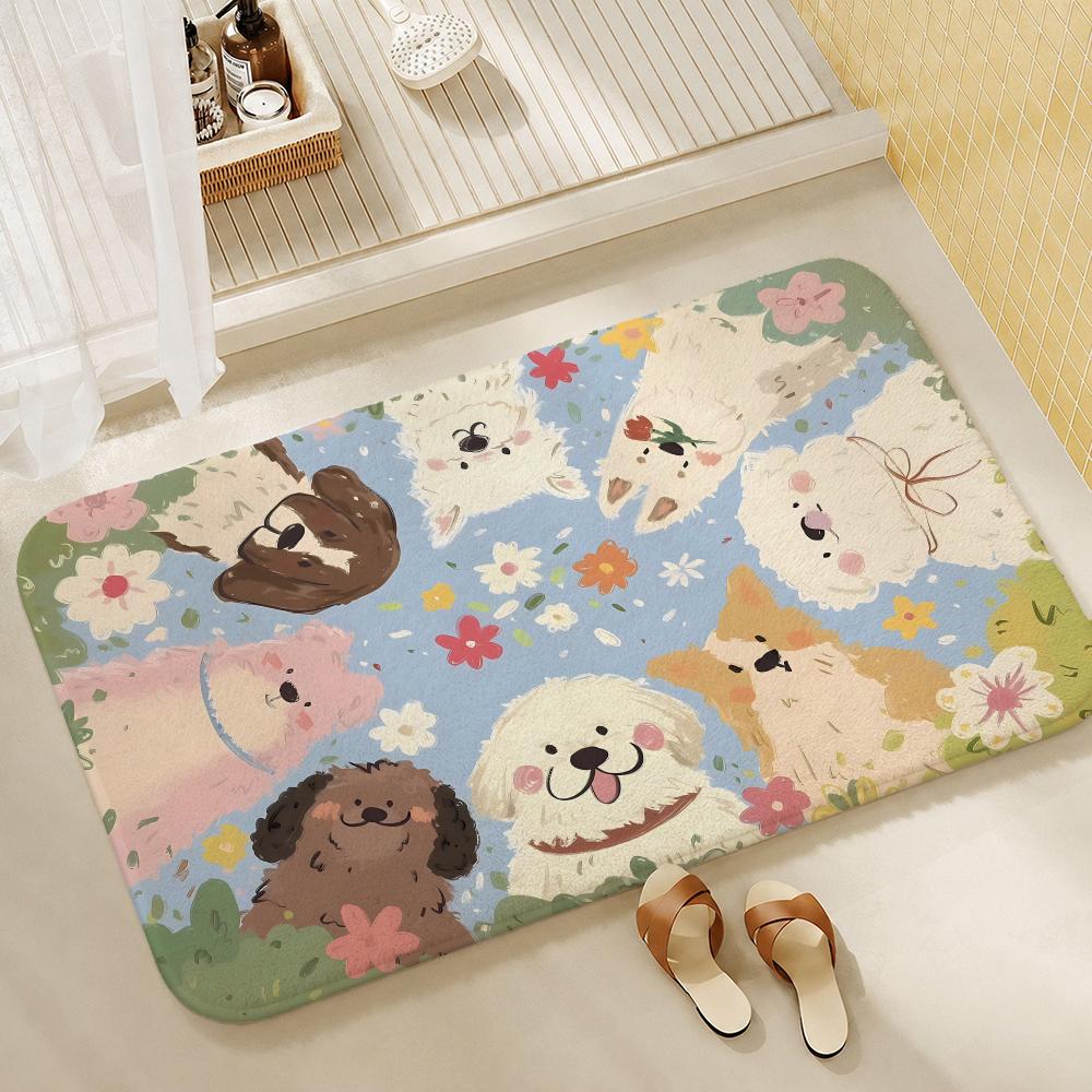 Art-dogS Floor Mat Shower Foot Mat, Bedside Carpet, Entrance Absorbent Doormat, Soft Non-Slip