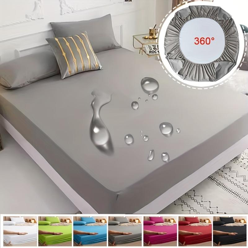 1pc Bed Cover Non-Slip Fitted Sheet Solid Color Wear-Resistant, Urine-proof, Super Soft Comfortable Bedding, Machine Washable, Suit for Mattresses30cm