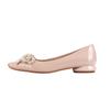 Patent leather square head single shoes women's low heel round heel rhinestone bow temperament fairy sheepskin flat women's shoes