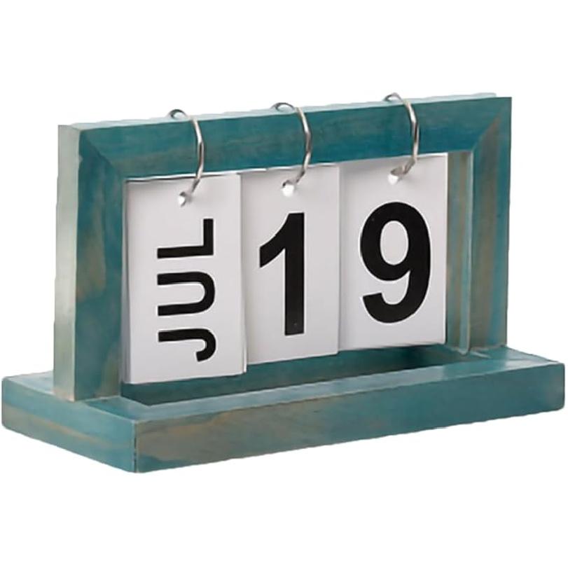 Деревянный вечный календарь, Ежедневный перекидной календарь для стола, Винтажный вечный настольный календарь, Многоразовый ежедневный настольный календарь, Деревенский настольный календарь в стиле фермерского дома