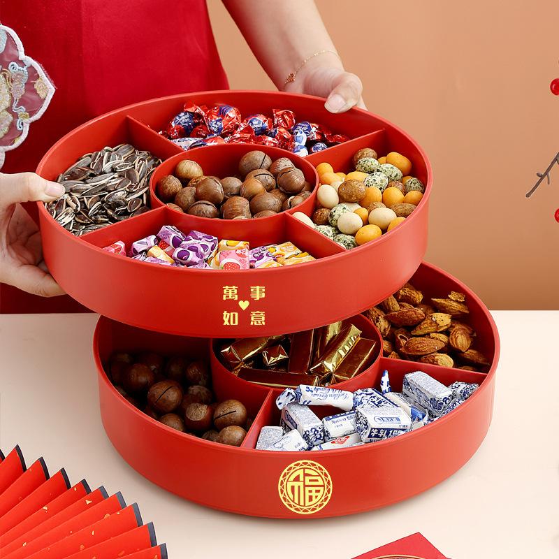 Fruit Plate Household Living Room Coffee Table Fruit Plate Candy Box Dried Fruit Box Chinese New Year Snacks Plate Festive Housewarming Storage Box