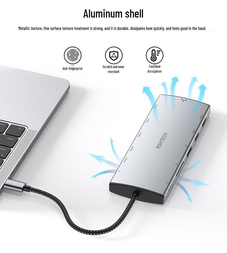 12-in-1 Type-C Docking Station with Dual HDMI, DP, 3.0 Hub & RJ45 Ethernet for Triple Display