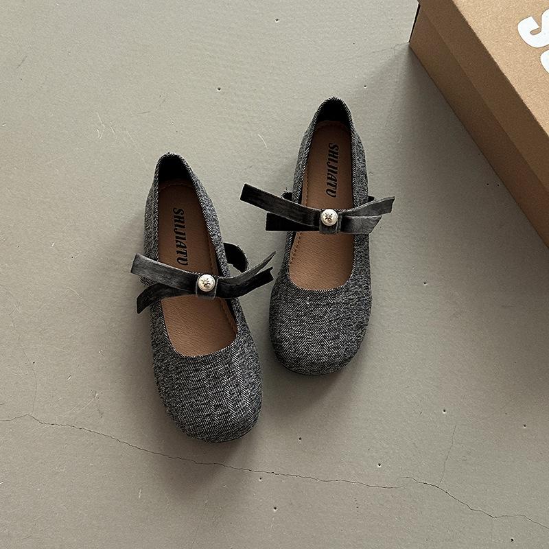 Pearl bow word Mary Jane shoes women's summer new thick heel single shoes women's shoes
