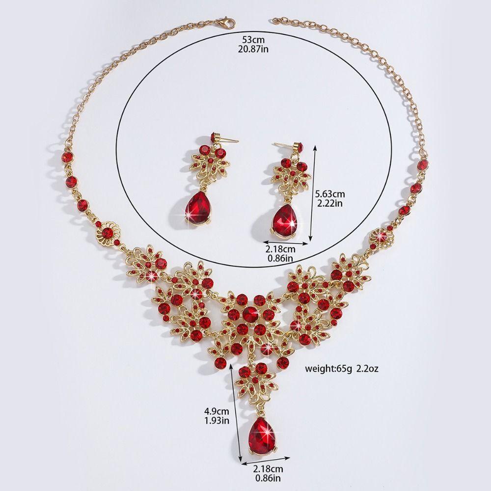 Crystal Earrings Necklace Set Exaggerate Women's Jewelry Fashion Rhinestone Jewelry Set Party