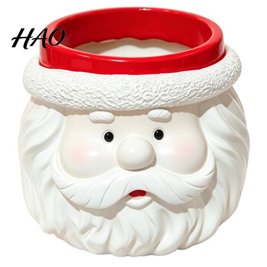 Mini Foliage Plant Container Cute Santa Claus Resin Flowerpot, Decorative Christmas Desktop Storage Organizer Planter, Hand Painted for Indoor
