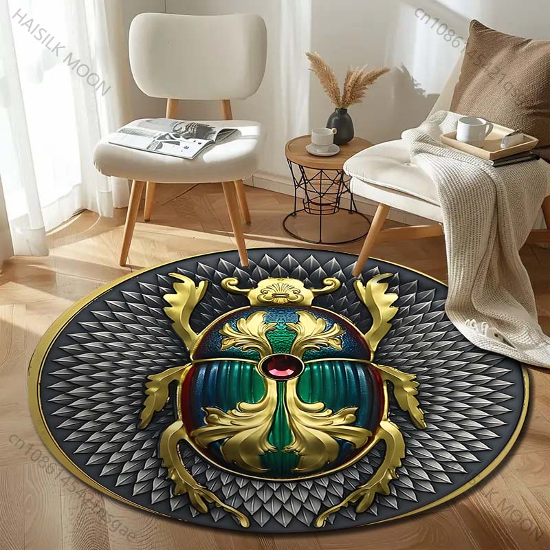 1PC Ancient Egyptian Mythology's God of Death Print Round Rugs Carpet Child Room Floor Mats Playroom Upholstery Living Room