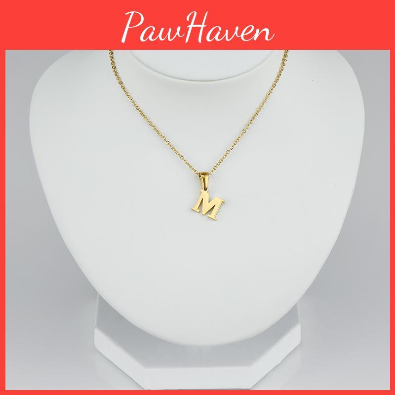 Cross-border Fashion 18k Gold Stainless Steel Mini Letter Necklace For Women Popular European And American Style Titanium Steel Pendant For Women
