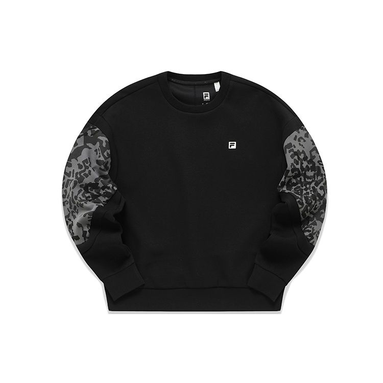 Fila Athletics Leopard Print Knit Sweatshirt Women Sweatshirt Deep-Black A11W211210FBK