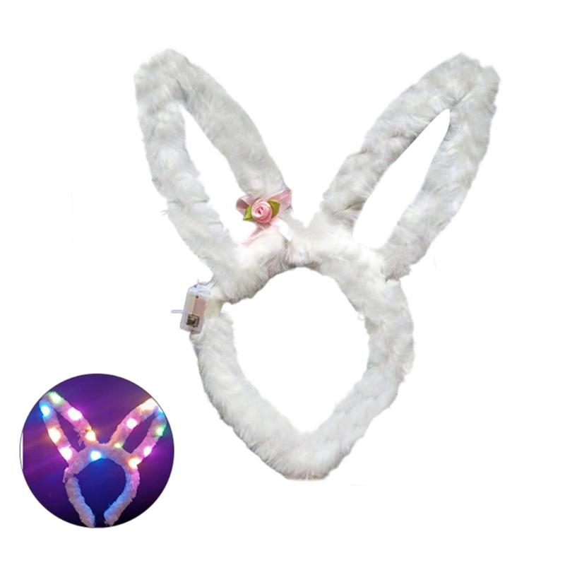 Light Up Easter Headband Plush Bunny Headband Rabbit Headband Led Bunny Headband белый
