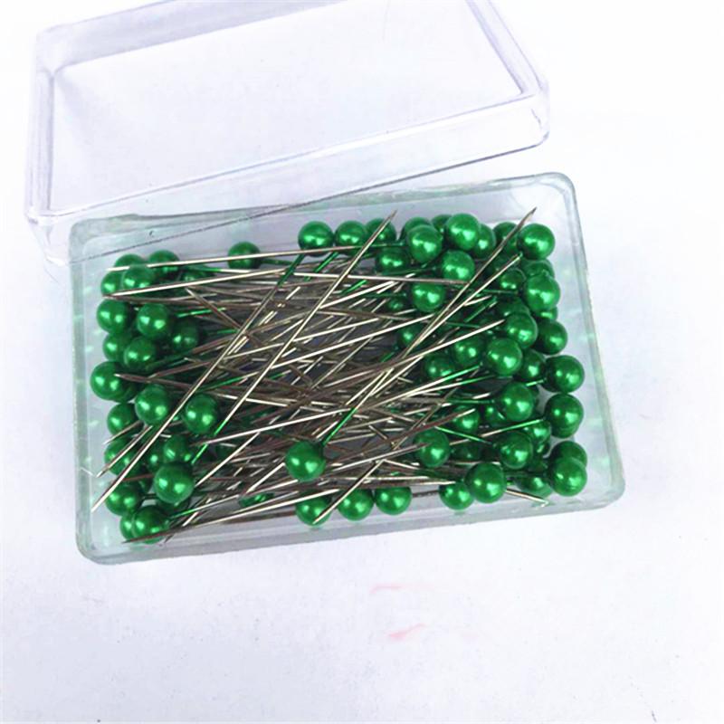 100Pcs Dressmaking Pins Colorful Round Pearl Head Needles Straight Sewing Pins For DIY Sewing Embroidery Patchwork Positioning