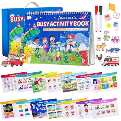 Montessori-Beschäftigungsbuch für die Vorschule, Kindergarten, Lernaktivitäten, Beschäftigungsbuch mit 28 Themen, wiederverwendbares sensorisches Spielzeug für Kinder zum Thema Autismus