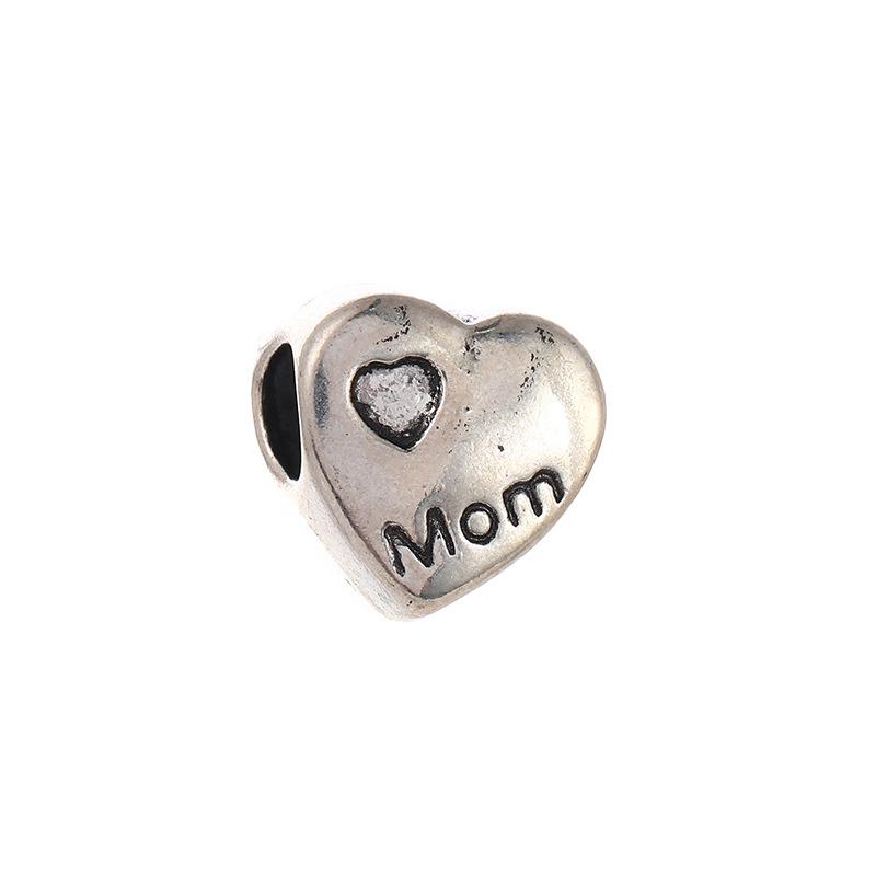 Diy Handmade Ancient Silver Tibetan Silver Jewelry Accessories, Multi-Style Pentagram Love Hole Beads, Bracelet, Alloy Bead Spacer Beads