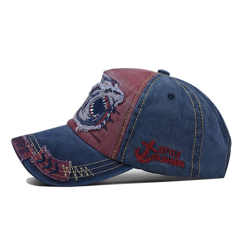 Unisex Vintage Baseball Cap Men Women Adjustable Denim Distressed Trucker Hat  Shark Hat