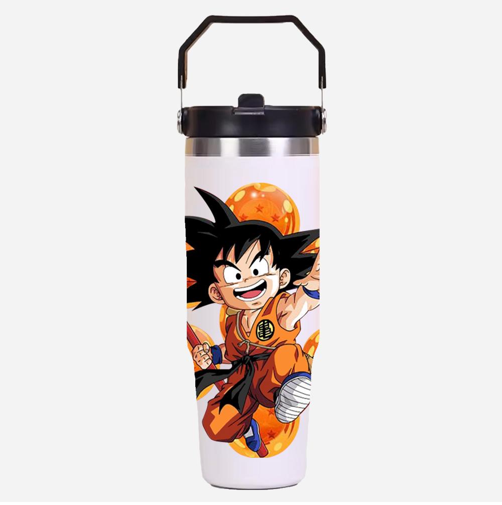 30oz Anime Printed Portable Car Cup Stainless Steel Thermos Cup with Straw Travel Sport Water Bottle Handle Coffee Vacuum Flask
