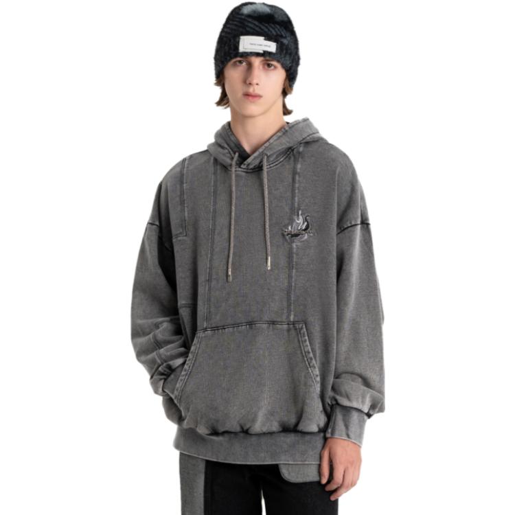 Feng Chen Wang Sweatshirts Men's Gray Hooded Moderate Plus Size FMF16HD04