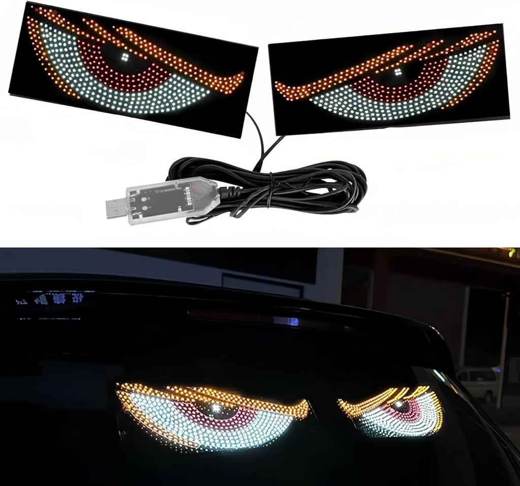2PCS Devil Eyes Light for Cars Windshield LED Matrix Pixel Panel Display Evil Eyes LED Screen Animated Dynamic for SUV Truck