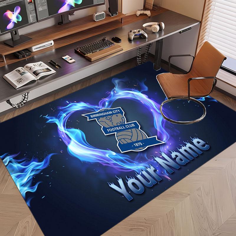 Custom Rug BIRMINGHAM CITY Pattern Print Name Text Soft Non‑Slip Floor Carpet for Home Indoor Decoration