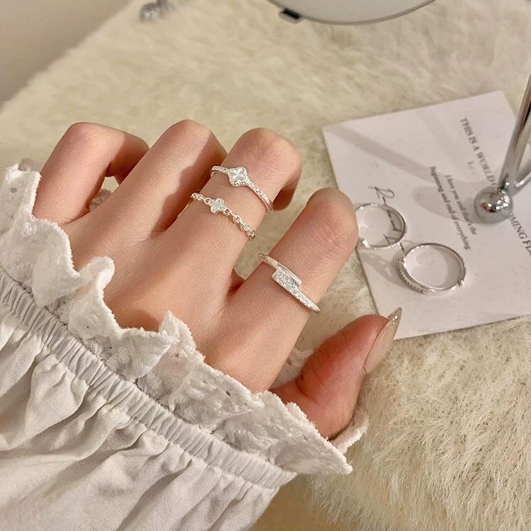 Trendy Cute Floral Adjustable Stackable Ring for Women, Fresh Mori Style, Ins Style, Index Finger Ring.