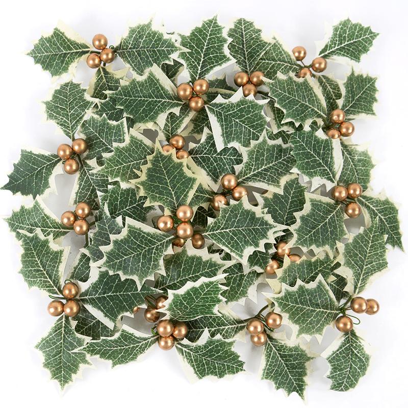 10 Stück Künstliche Stechpalmenbeeren mit Blättern Weihnachten DIY Kranz Basteln Heimdekoration Weihnachtsbaumschmuck Blume Neujahrsgeschenk