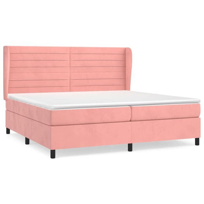 Maison Exclusive - Somier de láminas para cama con colchón Rosa 200x200 cm Terciopelo