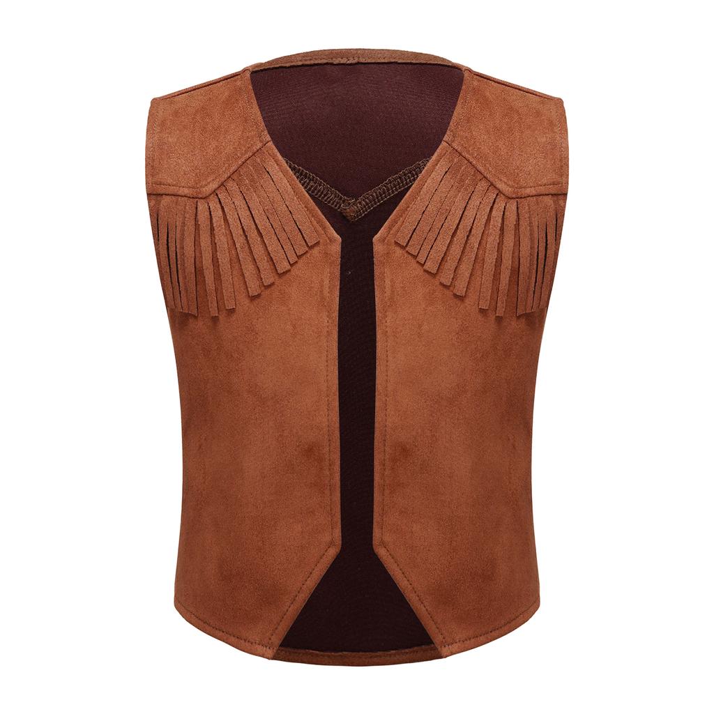 Kids Boys Western Cowboy Cowgirl Vest Halloween Holiday Carnival Party Dress Up Role Play Cosplay Jacket