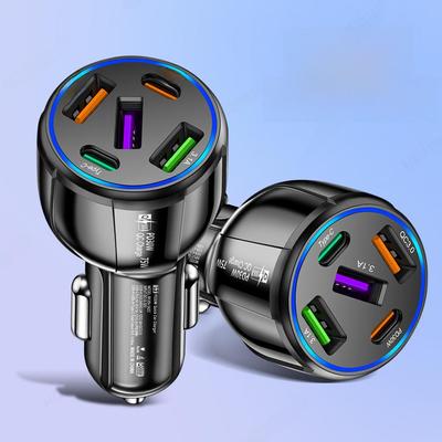 Szybka ładowarka samochodowa - 3 porty USB + 2 PD, certyfikat CE FCC RoHS UL