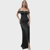 One-Shoulder Solid Color Evening Dress with Slit and Fishtail Skirt