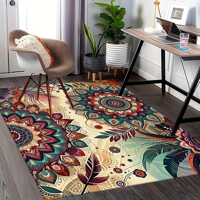 1pc Bohemian Mandala Office Chair Mat - Festival Gift, Non-Slip Carpet for Home Decor, Suitable for All Seasons.P037