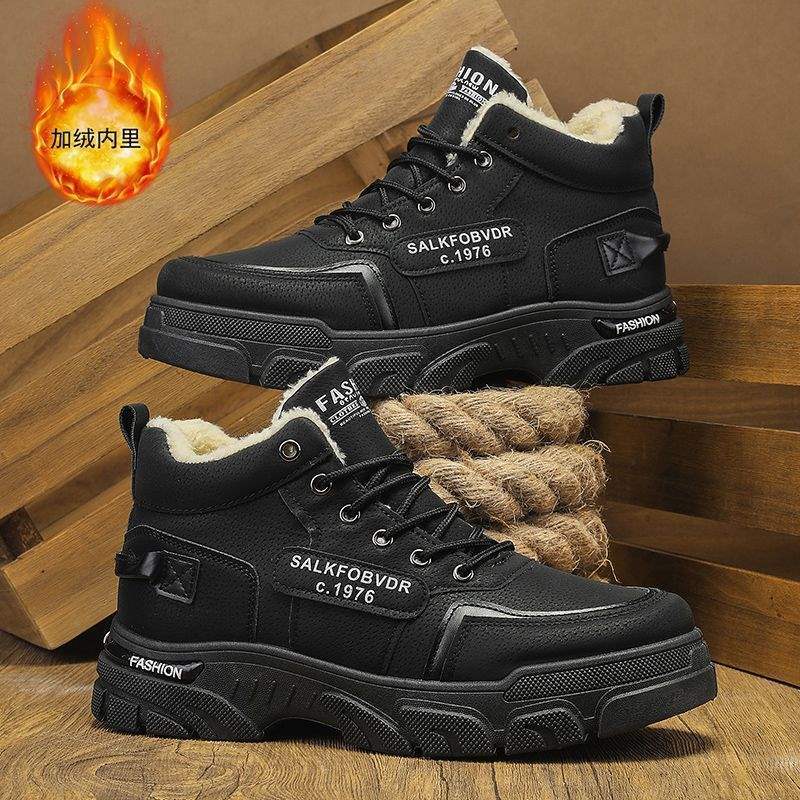 Winter men's shoes Martin boots men's velvet warm thickened labor insurance shoes construction site work cotton shoes tooling boots men