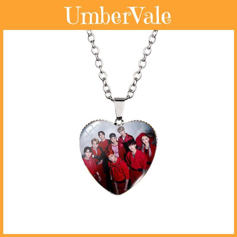 Stray Kids Hartvormige Tijd Edelsteen Hanger Ketting Voor Trendy Jongens Met Reguliere Ketting