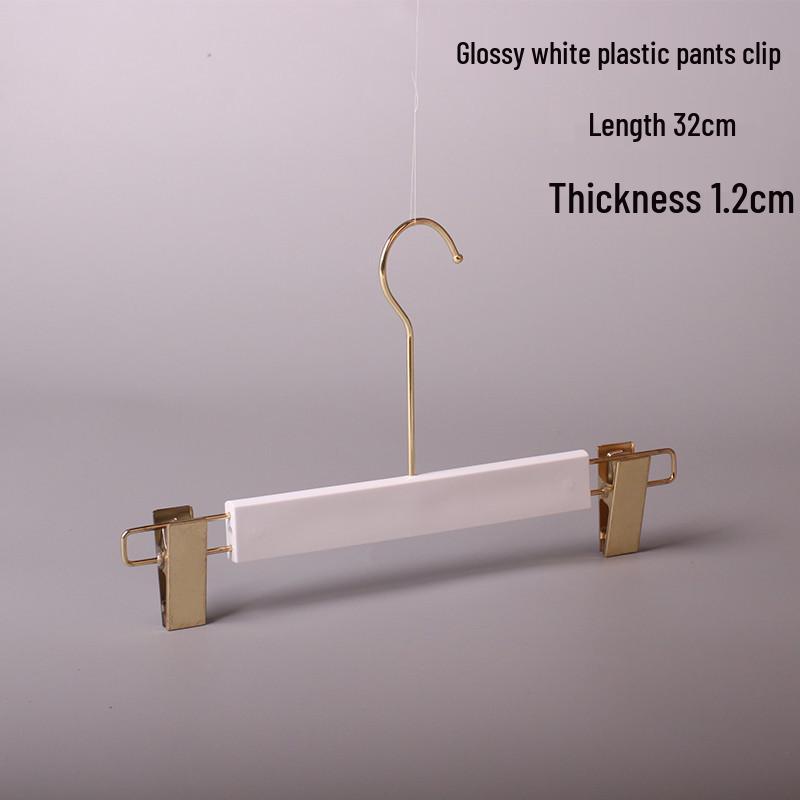 White Plastic Women's Clothing Hanger with Pant Clips for Live Streaming and Household Use