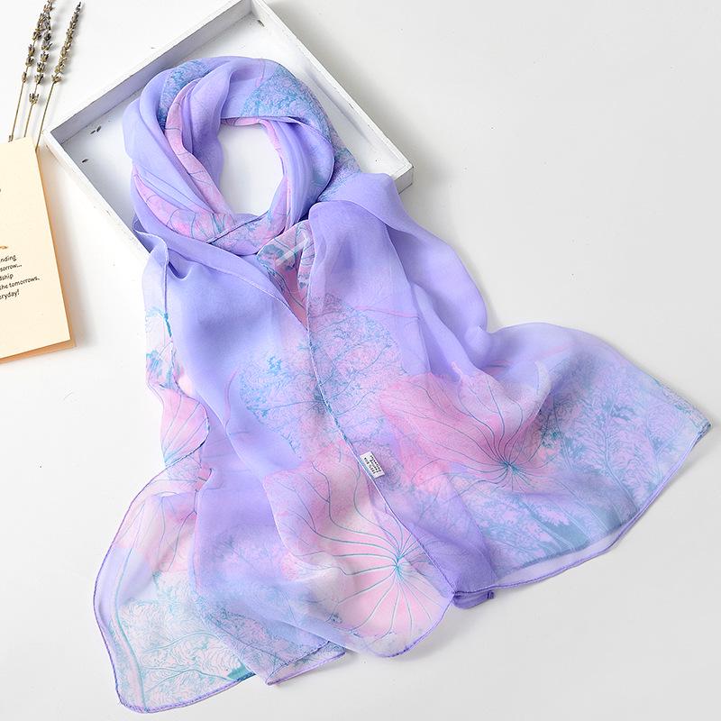 Spring and Autumn Women's Pastoral Scarf Thin Qiao Qi Silk Scarf Versatile Lady Water Two-color Silk Scarf