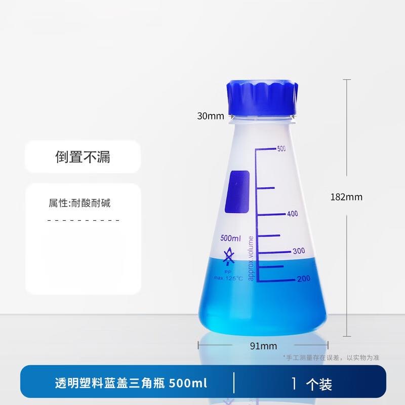 

Jundingying Plastic Wide Mouth Erlenmeyer Flasks, 500ml, 5-Pack