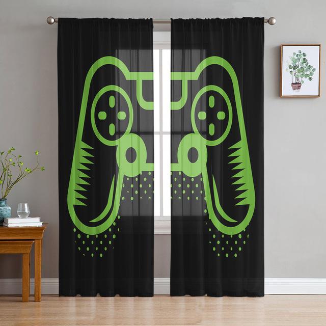 Video Game Art Handle Decoration Tulle Curtains For Living Room Kitchen Sheer Voile Curtain Bedroom Window Panels