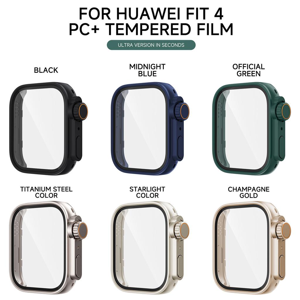 Change To Ultra Case for Huawei Watch Fit 4 Tempered Glass Case + Screen Protector for Huawei Watch Fit 4Pro Upgrade to Ultra 2