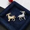 Year of The Sheep Goat Rhinestone Brooch Unisex Shiny Fashion Pin Beautiful Jewelry for Women Clothing Accessories