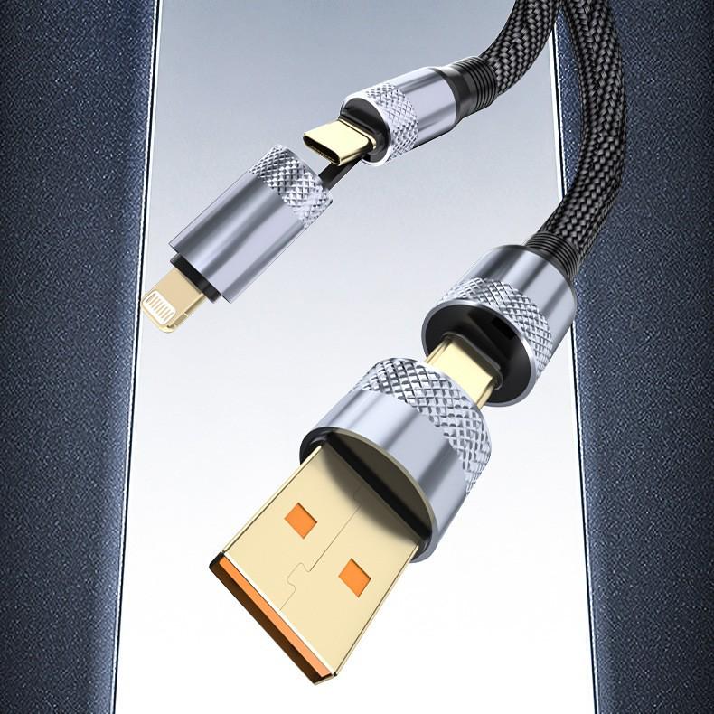 120W Schnelllade 4-in-1 Geflochtenes Datenkabel mit LED-Anzeige für Mobiltelefone