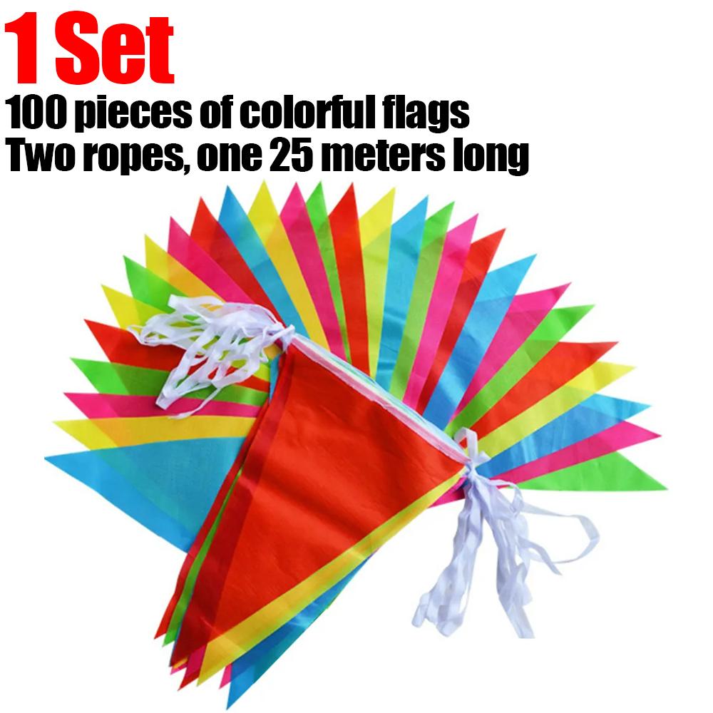 

500-100Pcs Flags Multicolored Triangle Flags Bunting Banner Pennant Festival Outdoor Decoration Garland Festival Party Decor 100PCS(1 Sets)