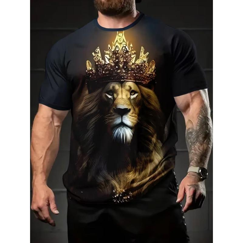 2026 T-Shirt for Men Harajuku Tiger Print Fashion Summer Short Sleeve