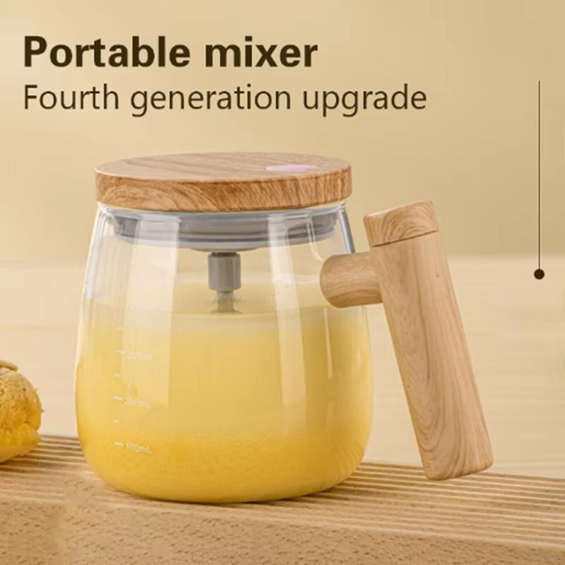400ML Portable Rotating Stirring Electric Milk Coffee  Glass Water Cup Automatic Stirring Coffee Cup Glass Cup With Handle