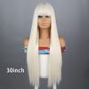 Long Straight Wig With Bangs Natural White Hair Wigs Synthetic Heat Resistant Wigs For Girls Daily Party Use
