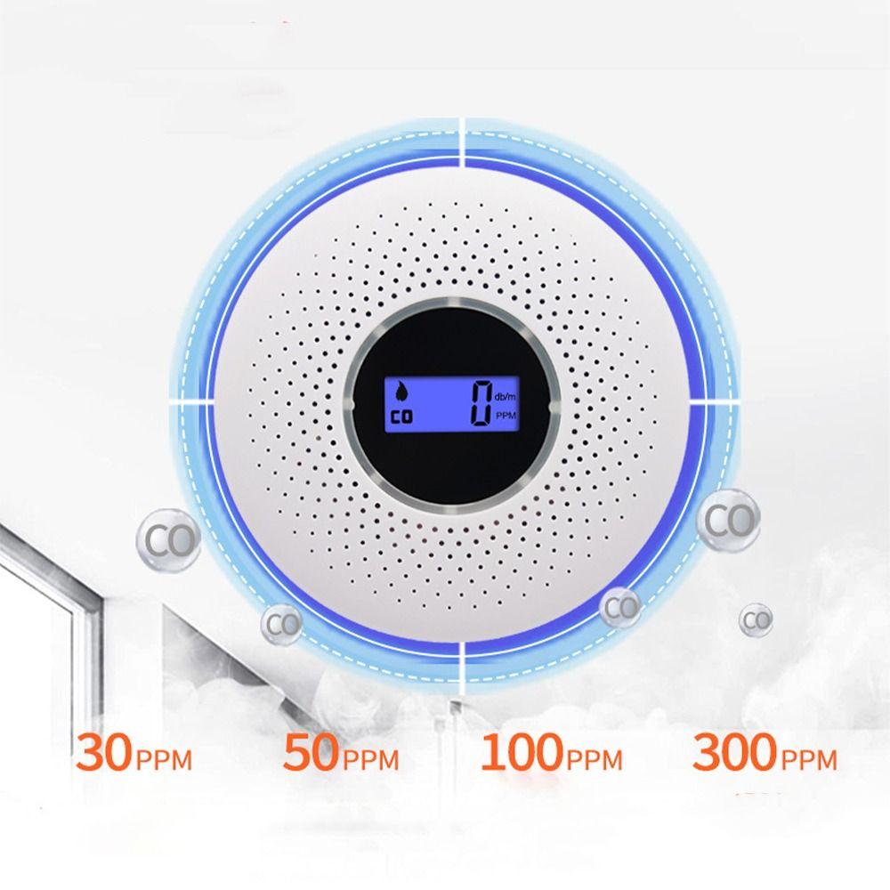 LCD Display Carbon Monoxide Detector 2 in 1 CO Monitor Air Quality Monitor Smoke Alarm  Travel